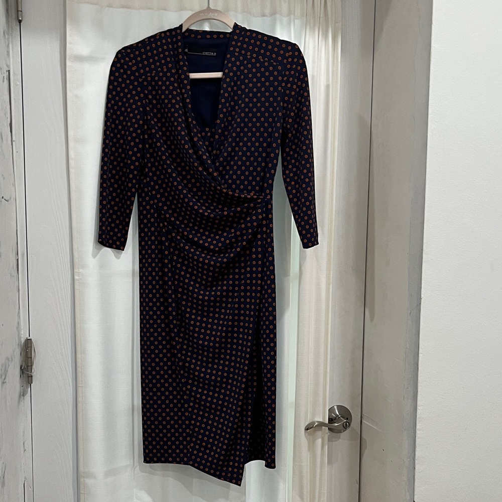 Chetta B Navy and Red Long Sleeve Dress